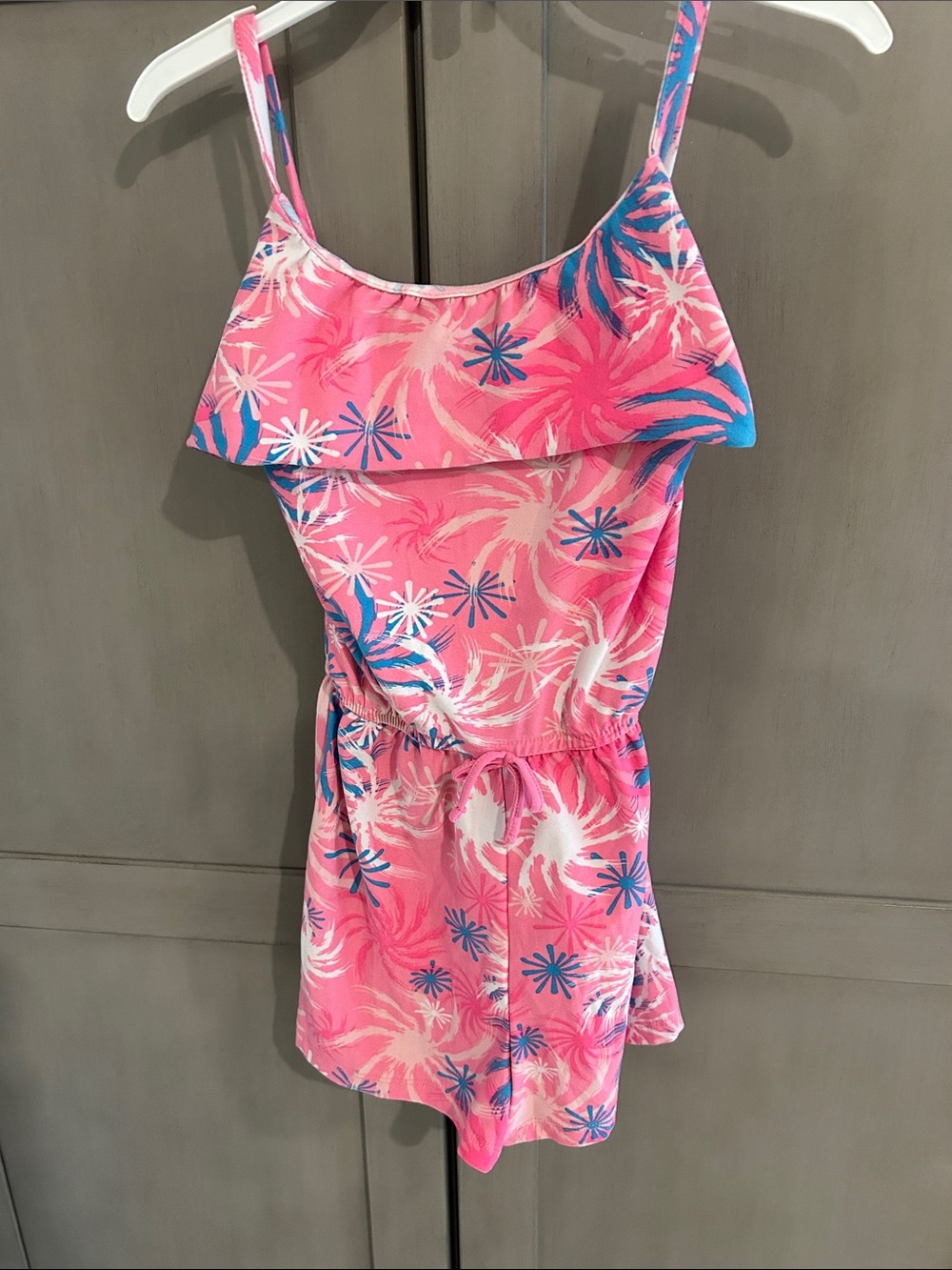 Girls' Pink Floral Ruffle Romper - Brand Not Visible